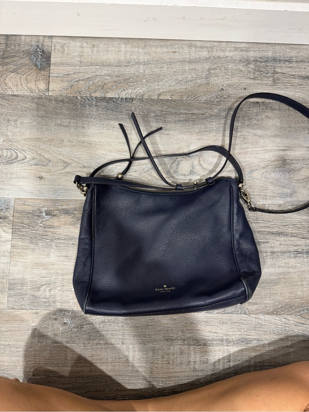 kate spade Navy Pebbled Leather Shoulder Bag